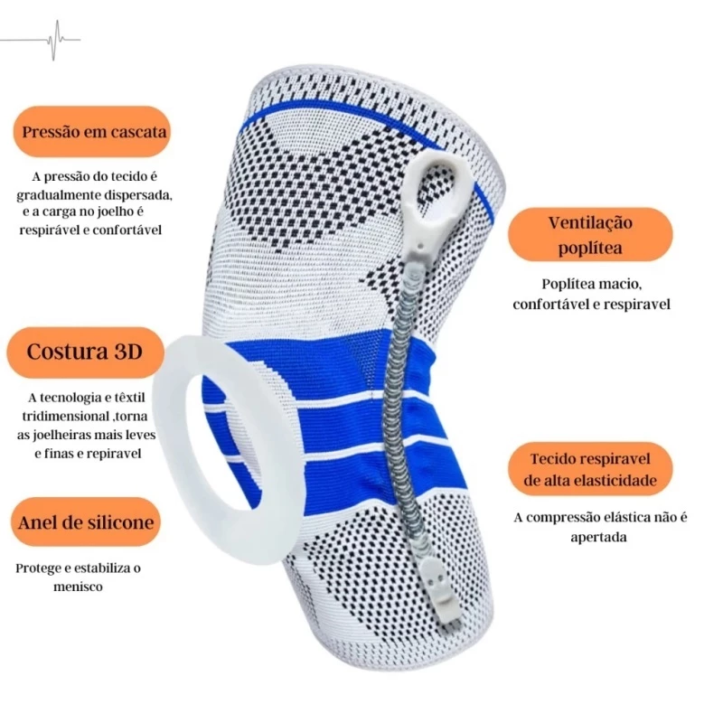 Joelheira Compressão Flexivel 3D Ortopedica Esportiva