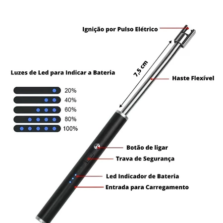 Acendedor Elétrico Recarregável